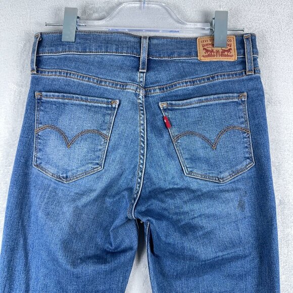 Levi Strauss & Co. 314 Shaping Straight Jeans Distressed Women's Blue Size 27 - Picture 3 of 11